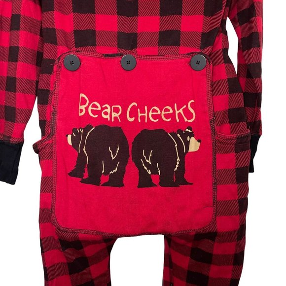 Lazy One Flap Jack Pajamas Womens S Bear Cheeks Holiday Christmas Buffalo Check - Picture 8 of 11